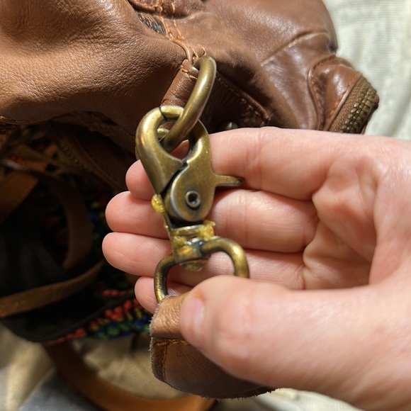 Free People Boho Brown Leather Hippie Messanger Bag - Picture 8 of 10